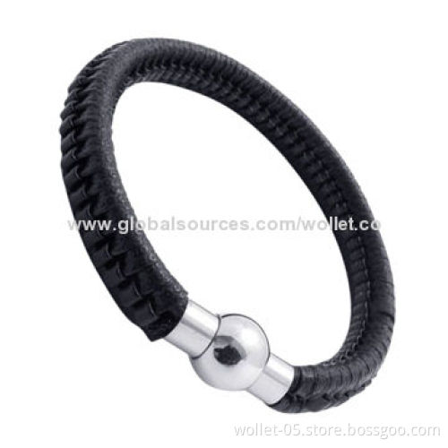 Charming Leather Bracelet with Stainless Steel Buckle, Suitable for Fashionable People